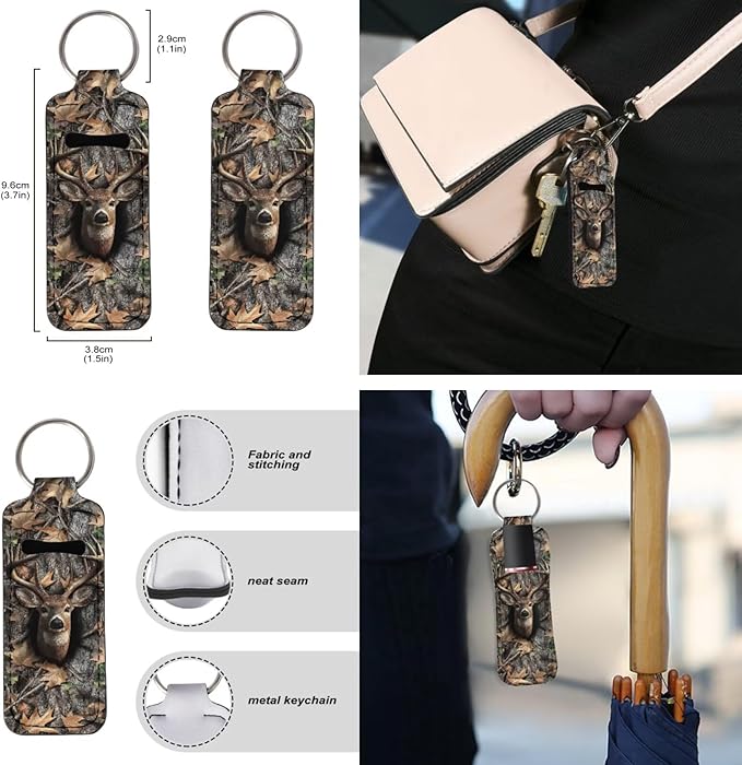 Suobstales 3Pcs Travel Bottles Keychain Holder Set,Travel Bottle Sleeves+Neoprene Chapstick Holders+Lanyard Keychain