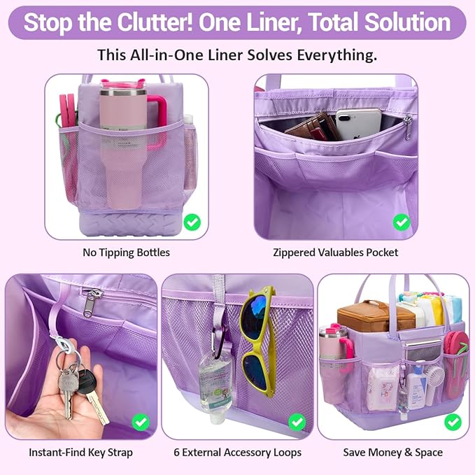Beach Bag Organizer Insert for Extra Large Bogg Bag Accessories,Xl X Lightweight Wrap Around Inner Outer Liner,18 Pockets,Mesh Zipper Pocket Storage,Organizing L Rubber Eva Tote Bags Organization