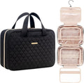 Everfun Hanging Toiletry Bag for Travel, 11x7.75x4.5 inch Medium Capacity Cosmetic Organizer with Leakproof Wet/Dry Compartment, Waterproof Dopp Kit Toiletries Bag for Women Black