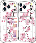 Compatible with iPhone 17 Pro Case Card Holder for Women Cute Design,Wallet Phone Cases Transparent Cool Kawaii Protective (Clear Sakura Peach Cherry)