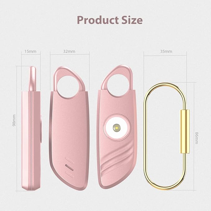 Personal Safety Alarm - 2 Pack, 140db Siren, Powerful Safe Sound, Personal Alarm with Strobe Light and Convenient Copper Ring Keychain