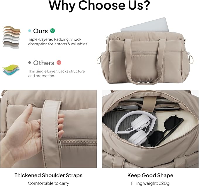 TOPEAST Weekender Bag for Women, Lightweight Puffer Travel Duffle Carry On Bag with Wet Pocket & 40oz Tumbler Pocket, Airline Approved Personal Item Overnight Bag