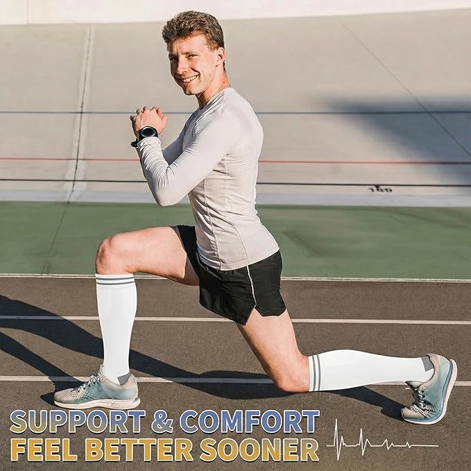Sooverki Copper Compression Socks for Men & Women 8 Pack 15-20mmHg - Knee High Stockings Best Support for Running Athletic