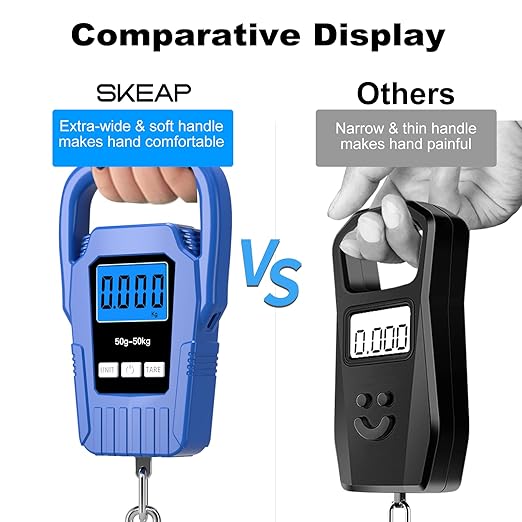 Digital Fish Scale Hanging Scale Fishing Scale,110lb/50kg Luggage Scale,Upgrade Large Handle & Backlit LCD Display, Electronic Balance Digital Fishing Postal Scale,Blue,Fishing Gifts for Men