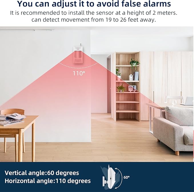 WiFi Alarm Home Security System, Wireless Alarm System with Loud 120dB Motion Sensor Siren, Window Door Alarms Sensor, Remote Control for Shed Garage
