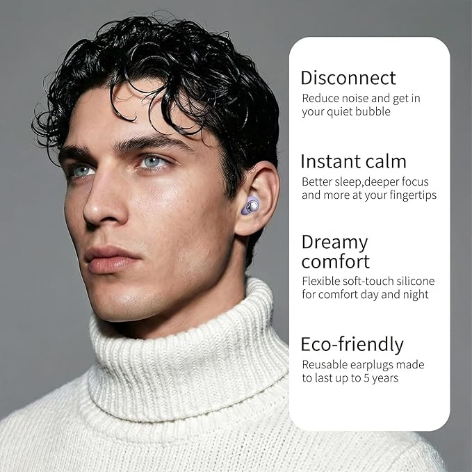 Ear Plugs for Sleeping 45DB Noise Cancelling: Ultra-Comfy Reusable Noise-Reducing Earplugs for Sleeping & Travel & Work Hearing Protection Earbuds with 8 Tips(XS,S, M, L Size)