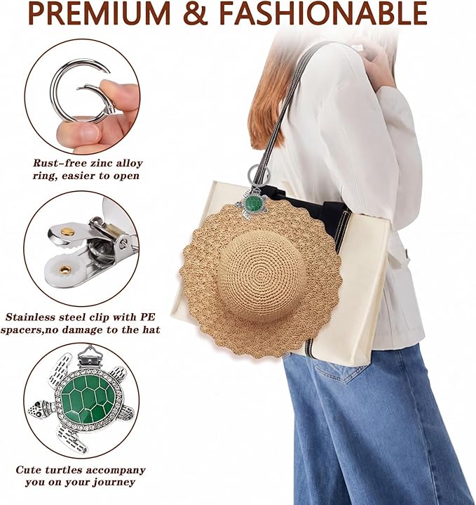 2Pcs Hat Clip for Travel on Bag - Turtle Beach Cruise Essentials Accessory for Handbag Backpack Luggage Purse Travel
