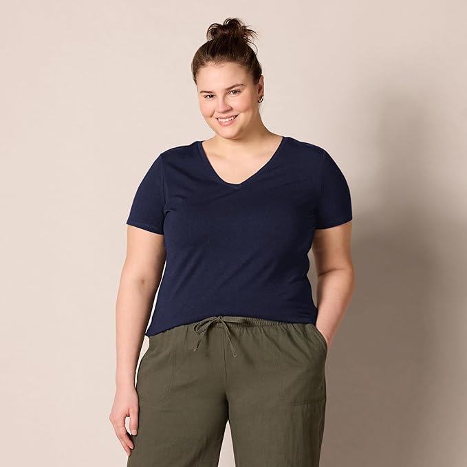 Amazon Essentials Women's Regular-Fit Short-Sleeve T-Shirt (Crewneck and V-Neck Options), Multipacks