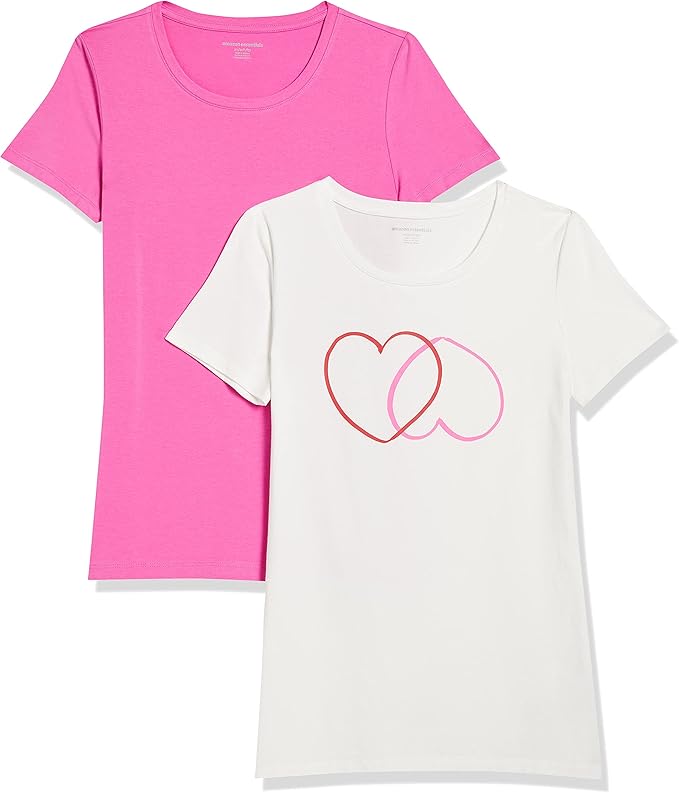 Amazon Essentials Women's Regular-Fit Short-Sleeve T-Shirt (Crewneck and V-Neck Options), Multipacks
