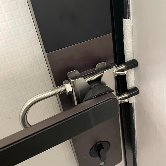 Portable Door Lock for Travel, Heavy Duty Security Lock for Outward Opening Doors, Adjustable Stainless Steel Safety Device for Hotel Room/Home/Apartmen