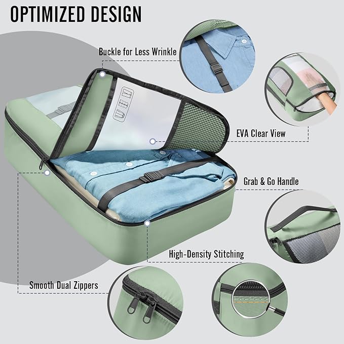 Veken 8 Set Packing Cubes for Travel Essentials, Suitcase Organizer Bags in 4 Sizes, Carry-On Luggage Accessories with Large Laundry Bag & Passport Holder, Must-Have for Airplane, Road Trip & Camping