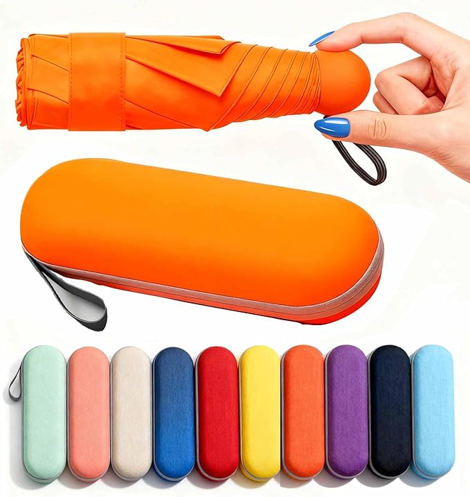 MRTLLOA Travel Essentials Mini Umbrella with Case for Purse - Small Compact & Lightweight, UV Sun Protection, Manual Open/Close for Pocket Umbrella(Women/Men/Kids)