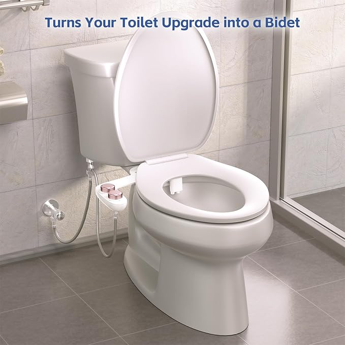 Bidet Attachment for Toilet Seat Water Pressure - Non Electric Bidets Self Cleaning Sprayer - Portable Slim Dual Nozzle Bidet Attachments Toilets - Adjustable Bidets Wash Butt Cleaner for Bathroom