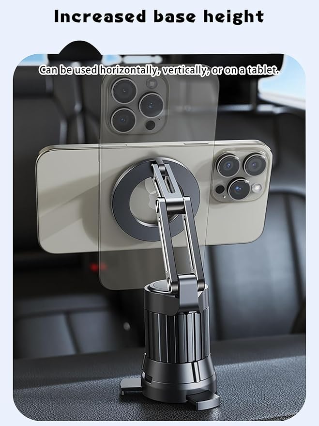 Airplane phone holder,Aluminum phone stand ,Travel Essentials Phone Holder for Magnetic,1080°Degree Rotation,Clamping device for free hands，vacuum magnetic phone stand,Accessories Compatible with All