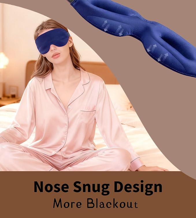 Sleep Mask for Women Men Comfortable Blockout Soft 3D Padded Eye Mask for Sleeping Side Sleeper Friendly Royal Blue
