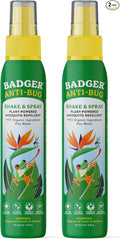 Badger Bug Spray, 3-Hour DEET-Free Mosquito Repellent, Family Friendly, Citronella & Organic Essential Oils, Natural & Vegan Insect Repellent Spray, 4 fl oz Aluminum Bottle, 2-Pack