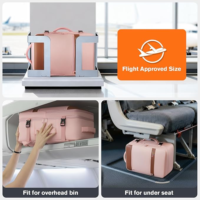Smart Suitcase-style Laptop Backpack, 25L / 35L Practical Travel Bag for Work, Leisure & Flight, Luggage-Style Commuter Pack (Pink, 25L)