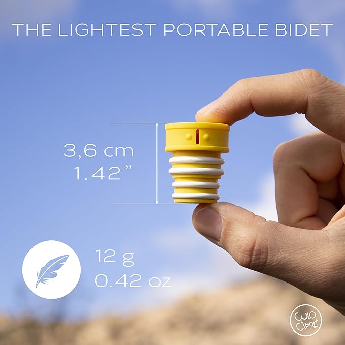 CuloClean Portable Bidet for Toilet, Travel, or Camping. Compatible with Any Plastic Bottle. Discreet, Sanitary or Travel Shower, Attachable Stopper, Backcountry Bidet Nozzle (6 Colors)