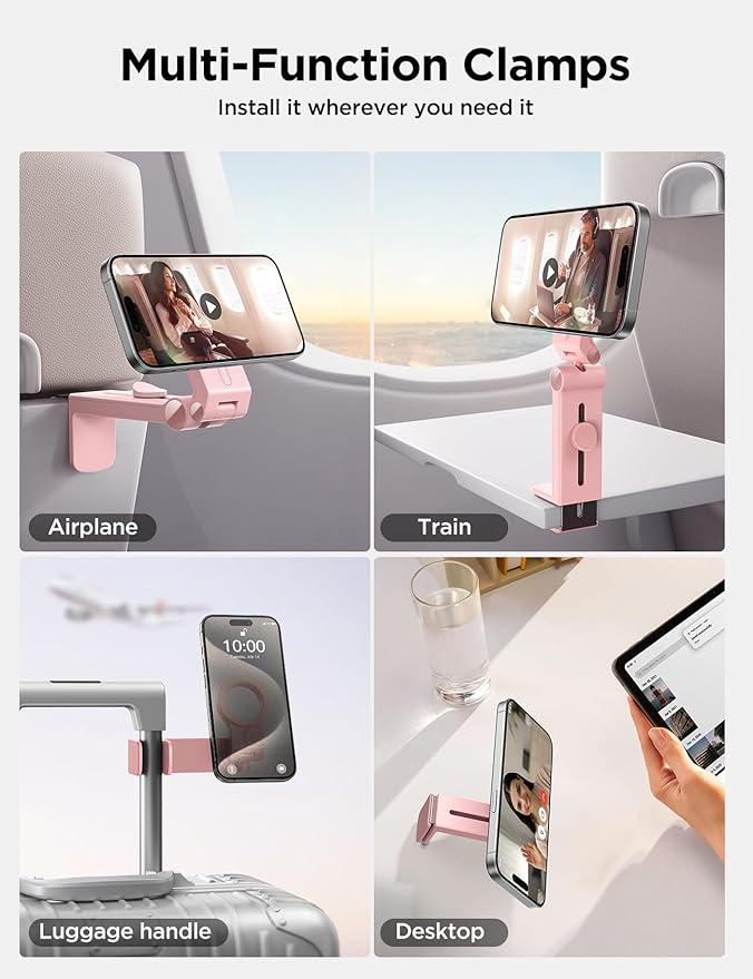 JOYROOM for Magsafe Airplane Phone Holder Travel Essentials, [Flexible Rotation] Hands-Free Plane Phone Hount, Airplane Travel Essentials for iPhone 15 Pro Max 14 13 12 Series