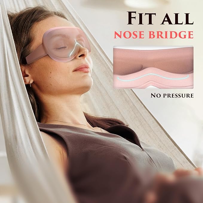 Weighted Eye Mask Cover for Sleeping - Eye Masks for Sleep with Adjustable Strap, Lash Extension Eye Covers for Women Men, 3D Contoured, Plane Travel Essentials, Blindfold for Meditation (Pink)