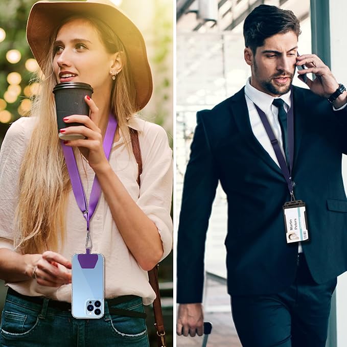 CACOE Phone Lanyard 2 Pcs Lengthened Adjustable Neck Strap,Multifuctional Patch Cell Phone Lanyards Compatible with Most Smartphones(Blue+Purple)