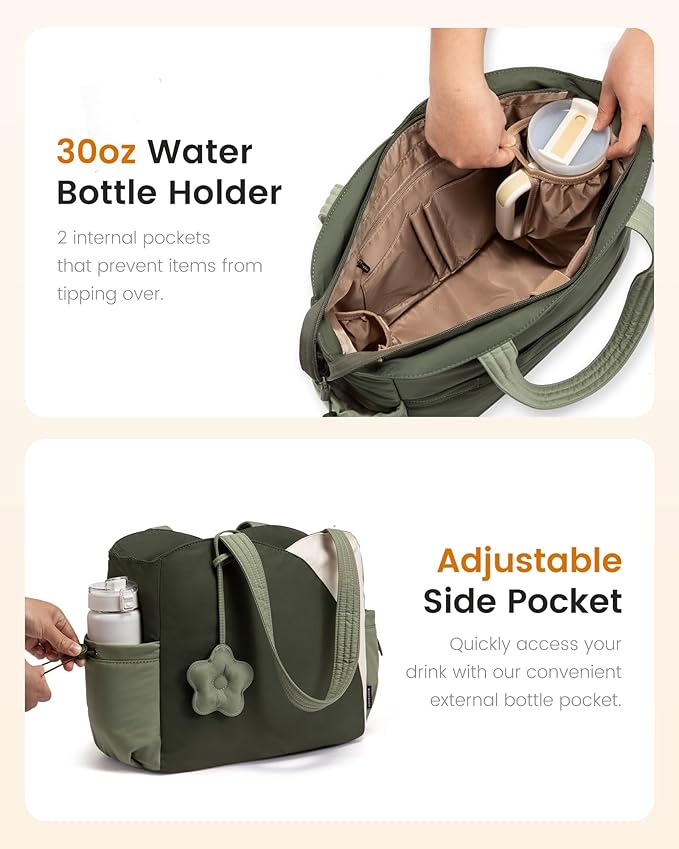 LOVEVOOK Tote Bag for Women, Puffer Work Bags with Zipper for Daily Travel College, Teacher Nurse Laptop Handbags Purses Gift