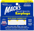 Mack’s Pillow Soft Silicone Earplugs, 2 Pair – The Original Moldable Silicone Putty Ear Plugs for Sleeping, Snoring, Swimming, Travel, Concerts and Studying White