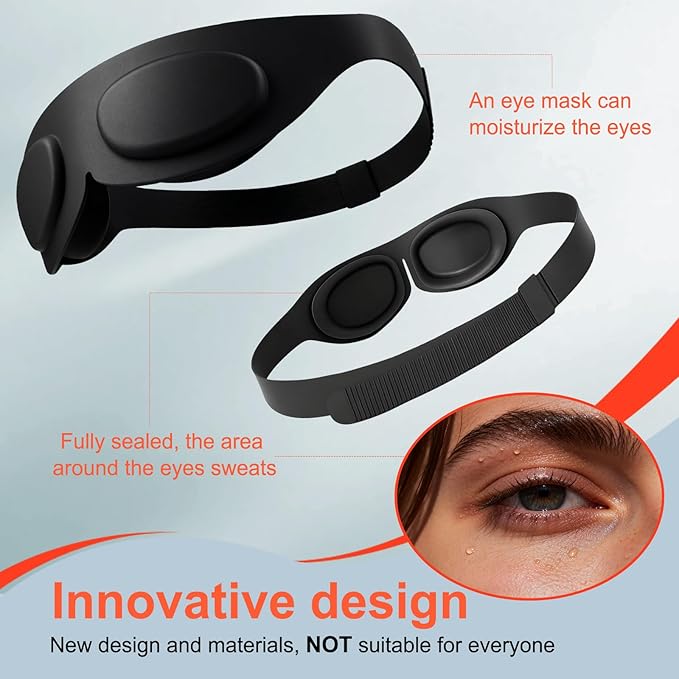 TSYL Travel Sleep Mask: Ultra Lightweight 3D Contoured Sleep Eye Mask Relieves Dry Eyes, Full Silicone, Compression-Proof Total Blackout Eye Cover for Daytime Sleep Side Sleep