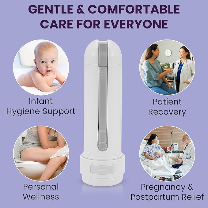 Portable Bidet for Travel – USB-C 800mAh Rechargeable Battery Travel Bidet, IPX7 Waterproof, 3 Adjustable Pressure Modes (Soft to Strong) for Postpartum Care