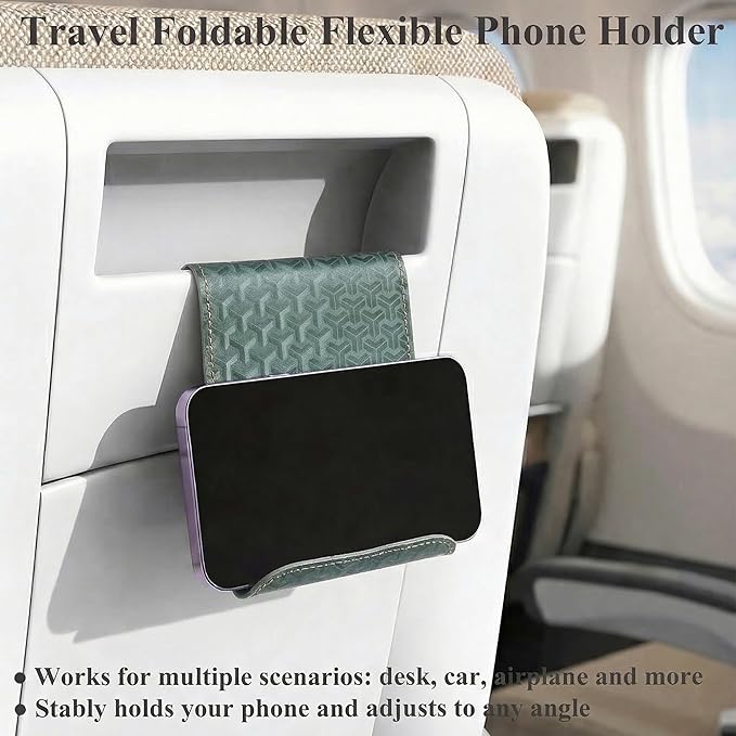 QIELIZI Airplane Travel Essentials for Flying Flex Flap Cell Phone Holder & Flexible Tablet Stand for Desk, Bed, Treadmill, Home & in-Flight Airplane Travel Accessories(1-Triangle Green)