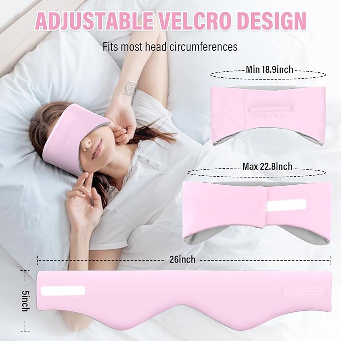 Sleep Mask, Eye Mask for Sleeping with Heads Adjustable, Earmuffs for Sleep for Men & Women, 2 in 1 Ear Mask and Blindfold, Soft Dual-Sided All-Season Eye Cover for Side Sleepers (Pink)
