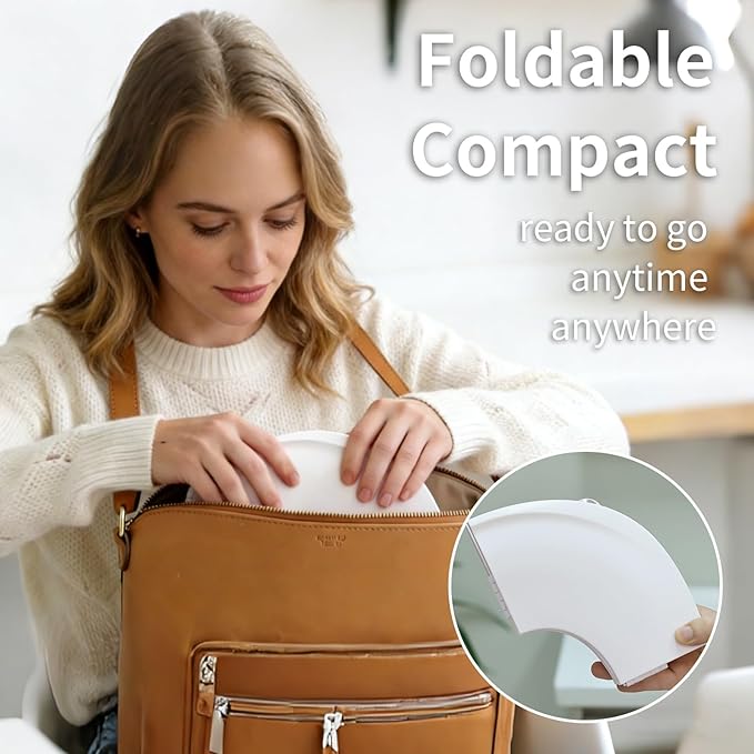Funbliss Foldable Travel Potty Seat for Toddlers,Potty Training Toilet for Toddlers with Safety Suction Cups, Includes Storage Bag,Essential for On-the-Go Potty Training,White