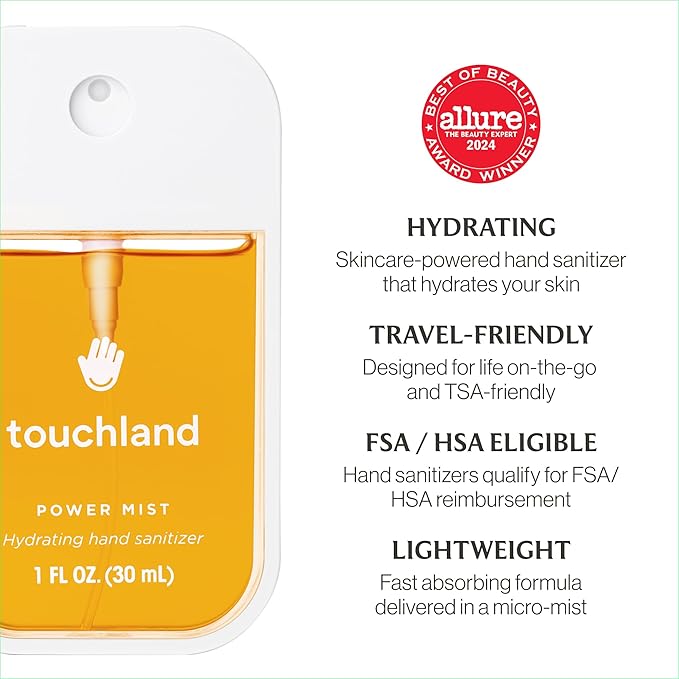 Touchland Hydrating Hand Sanitizer Spray – Fresh Trio Set (Frosted Mint, Citrus Grove, Lemon Lime) – 3 x 1 FL OZ Travel Size Mists
