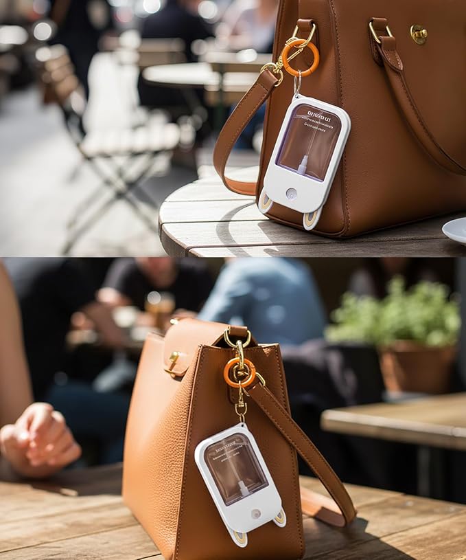 Hand Sanitizer Spray Silicone Case Compatible with Touchland 1 FL. OZ./30 mL, Cute Ears Design Hand Sanitizer Mist Accessory with Keychain (White, 1 Pack)