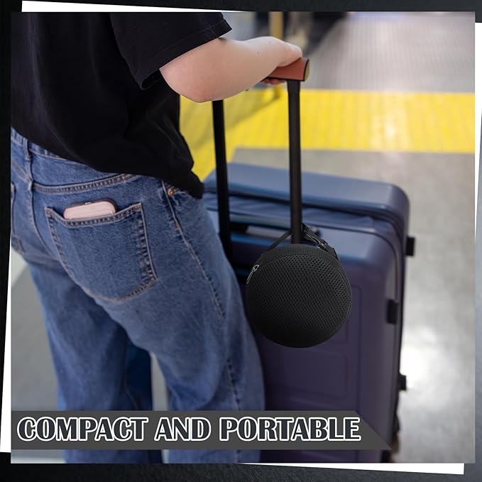 Shinylin 1 Pack Black Neck Pillow Travel Case Compact Carrying Case Bag for Airplane Train Journey Quick Release Clasp Attaches to Luggage (Pillow Not Included)