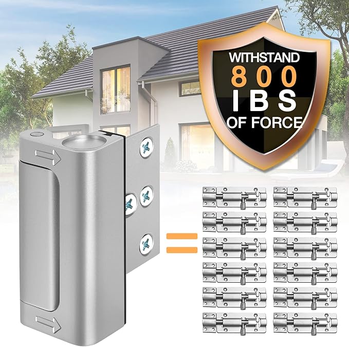 Door Lock for Kids Safety - Home Security Door Reinforcement Lock for Front Door Bedrooms Withstand 800 lbs Top Metal Flip Child Proof Door Lock Latch Night Door Guardian for Inward Swinging Doors
