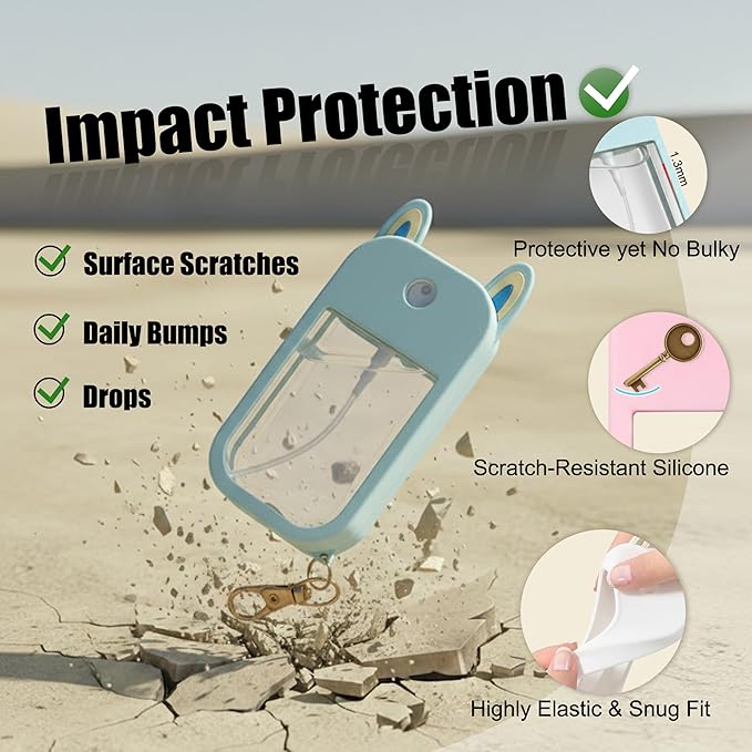 Silicone Case for Touchland Hand Sanitizer Spray, Hand Sanitizer Case Holder Compatible with Touchland Power Mist Sprays(1 FL. OZ. Travel Size ), Protective Cover Keychain Accessories.(3-pack)