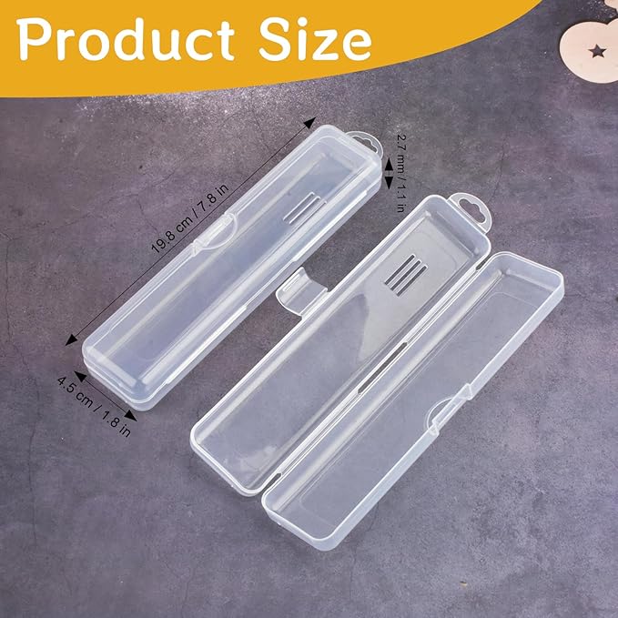 Sankoly Portable Toothbrush Case 2 PCS Travel Toothbrush Holders with Lid and Air-holes Clear Plastic Storage Container for Tongue Scraper and Toothbrush, 19.8 x 4.5 x 2.7 cm / 7.8 x 1.8 x 1.1in