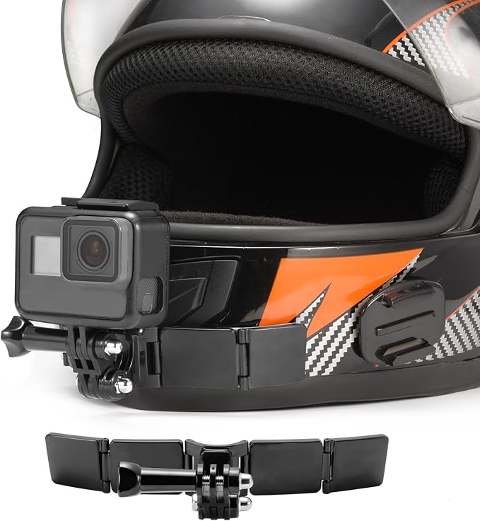 Motorcycle Helmet Chin Mount Kits with Adhesive Curved Pads Compatible with GoPro Hero 13, 12, 11, 10, 9, 8, 7, (2018), 6 5, Hero Black, Session, Xiaomi Yi, SJCAM, Campark (Version A)