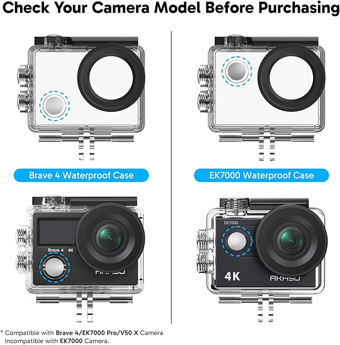 AKASO Waterproof Case for Brave 4/EK7000 Pro/V50X Action Camera, NOT Compatible with AKASO EK7000