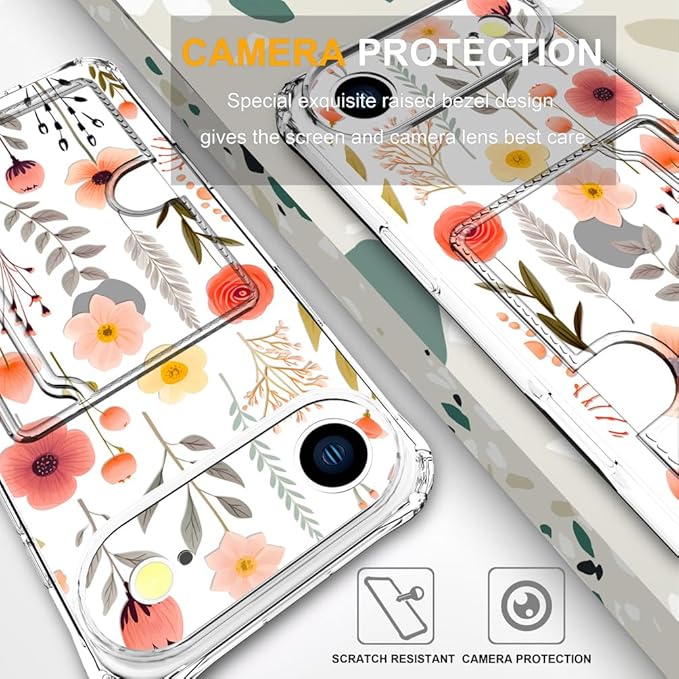 Compatible with iPhone 17 Air Case Card Holder for Women Cute Design,Wallet Phone Cases Transparent Cool Kawaii Protective (Clear Flowers Leaves)