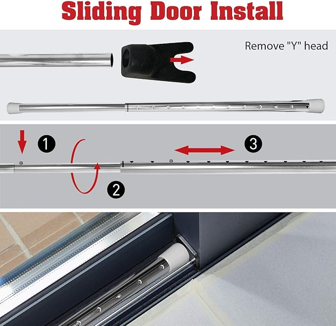 SECURITYMAN 3-in-1 Door Security Bar, Security Door Stoppers & Door Barricade – Heavy Duty Adjustable Iron Security Lock Bar for Home Defense, Apartment & Travel Safety (1 Pack - Chrome)