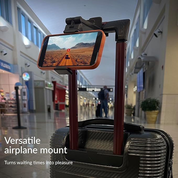 Wicked Chili 1x Airplane in Flight Phone Holder | Travel Essential Gadget for Plane | Universal Foldable Pocket Size Smartphone Mount | 360° Rotation | Train Work Monitor Kitchen & Video (Patented)