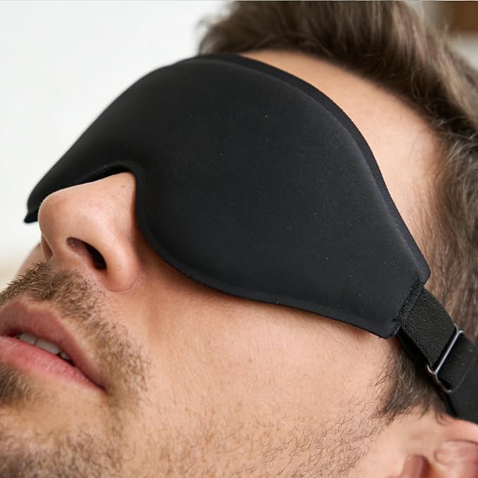 2 Pack Sleep Masks Black 3D Contoured Grooves Eye Mask for Sleeping Light Blocking Women Men Naps Travel Daily Rest