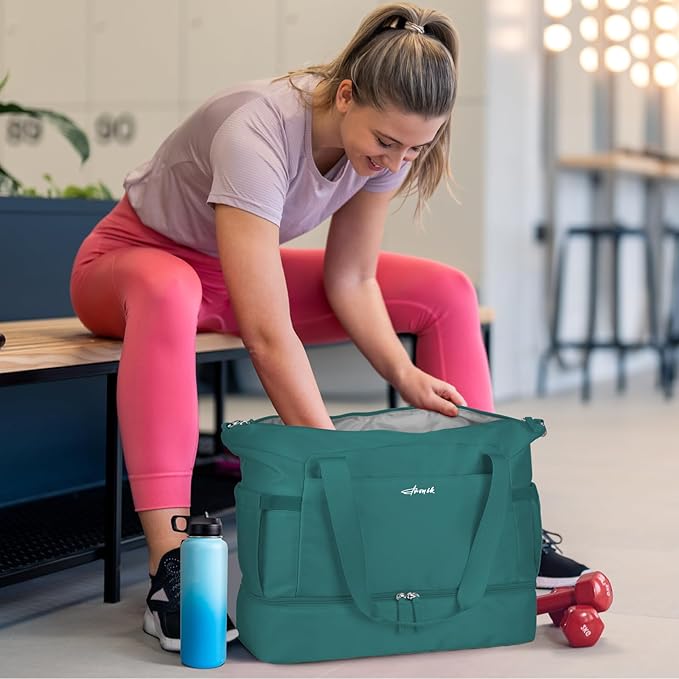 ETRONIK Gym Bag for Women, Personal Item Travel Bag with Shoes Compartment, Weekender Overnight Duffel Bag with Wet Pocket, Carry On Bag for Women, Travel, Gym, Weekend