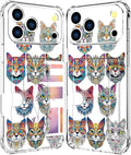Compatible with iPhone 17 Pro Case Card Holder for Women Cute Design,Wallet Phone Cases Transparent Cool Kawaii Protective (Clear Tattoo Cats Animal)
