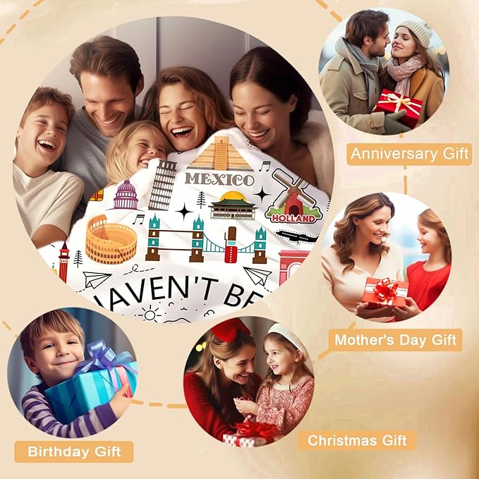 Travel Blanket Gifts for Women International Travelers Female,World Travel Essentials Accessories Unique Flight Vacation Throw Blankets,Cool Traveler Gift for Couples Men Mom Her 50"x40"