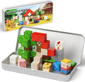 Mini Magnetic Blocks Farm Animals Travel Toys, 35PCS Portable STEM Magnetic Building Cubes with Metal Storage Box for Kids Ages 4-8, Road Trip & Airplane Essentials
