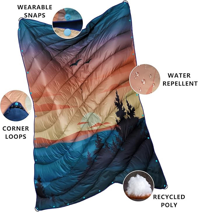 Camping Blanket,Lightweight Puffy Printed Camping Blanket Packable Outdoor Blanket for Camping,Traveling, Stadium, Hiking, Picnics