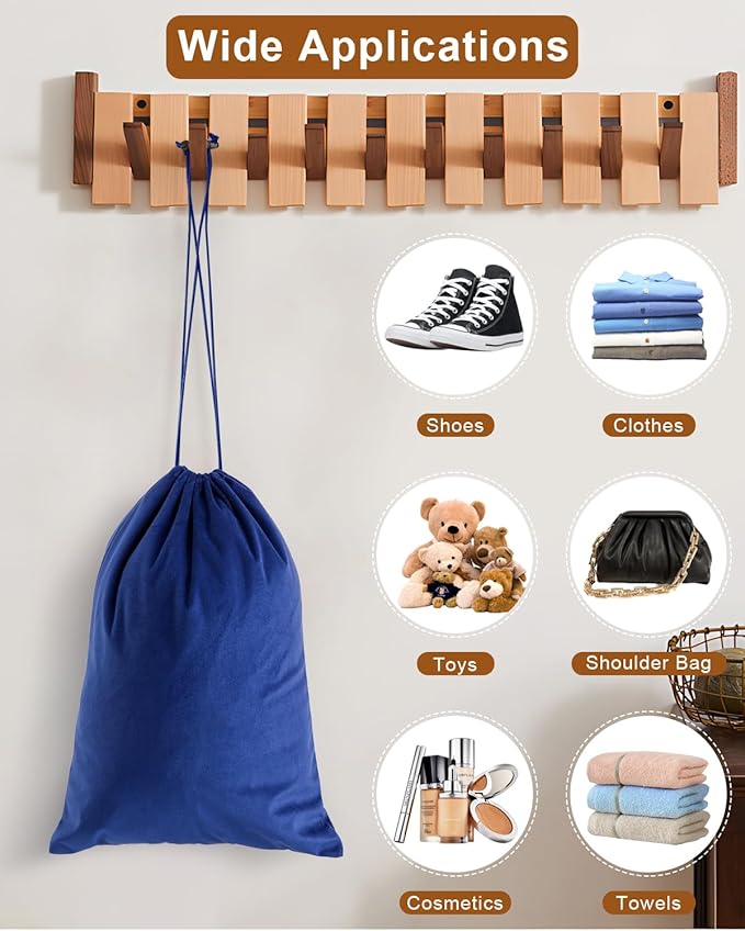 FantasyLife Shoe Bags for Travel, Washable Dust Bags for Storage & Packing, Flannel Shoe Pouch with Drawstring Closure for Purses, Handbags, Shoes & Toys (2, Palace Blue, 17.3"x12.6")